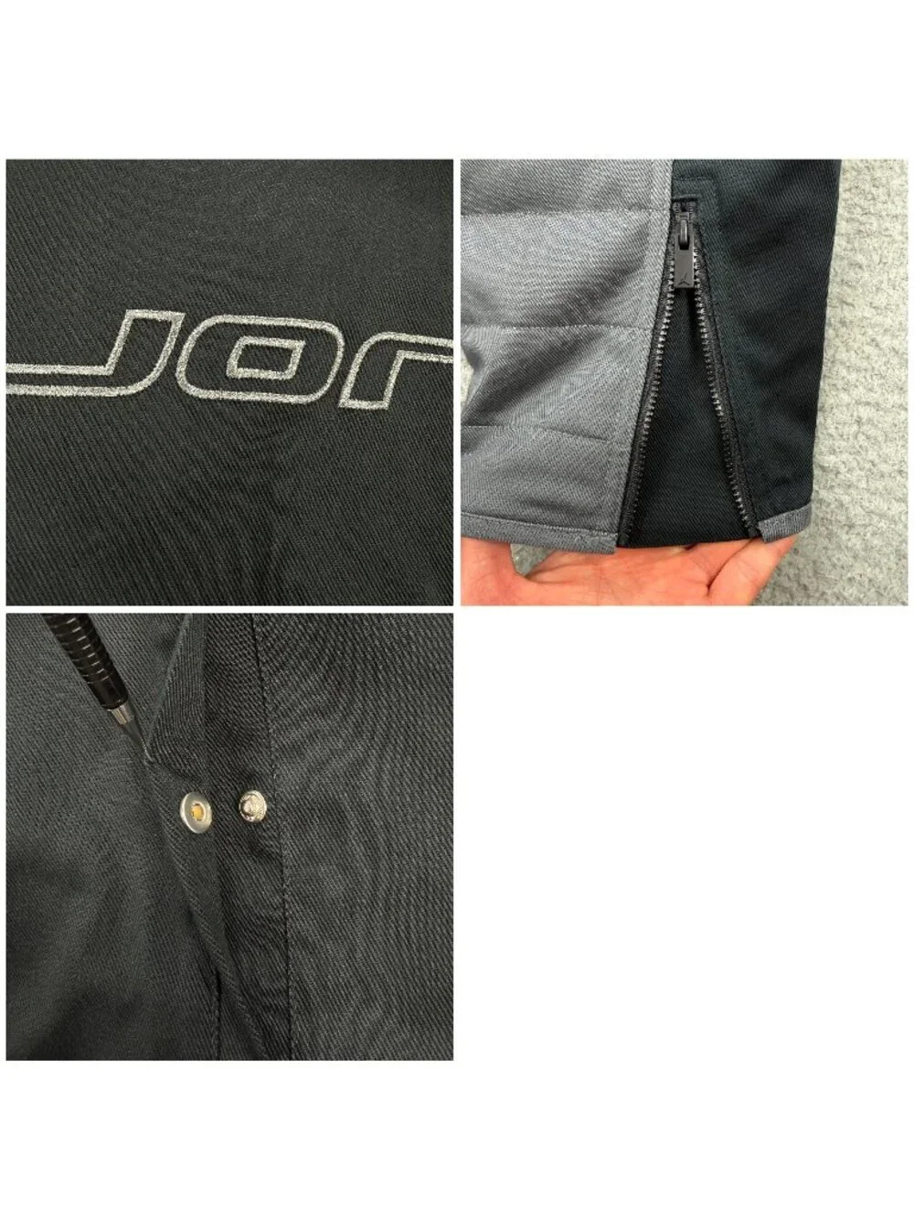 Air Jordan Jacket Men Large Black Grey Brooklyn Motorsport Biker Moto Motorcycle